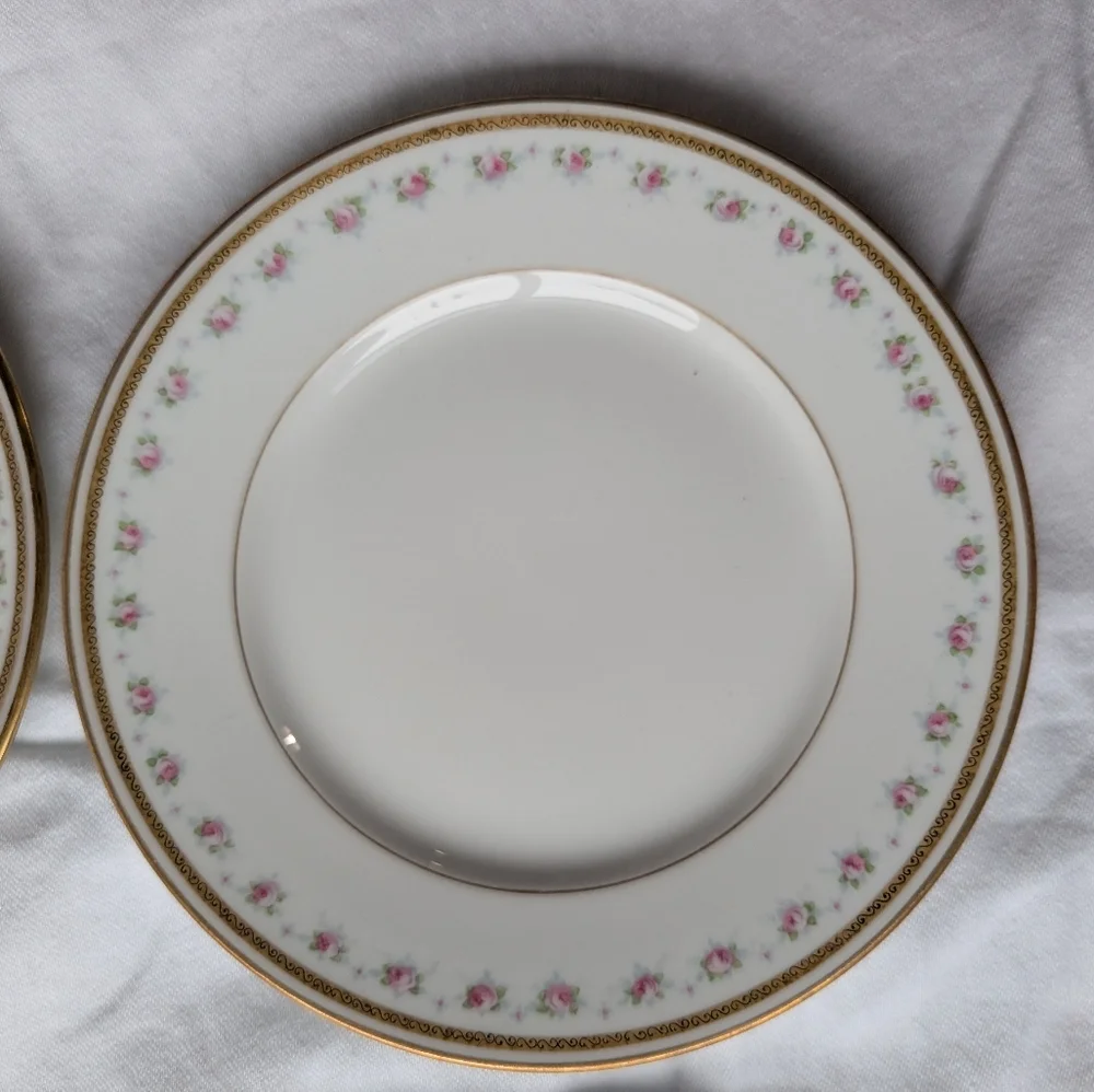 Limoges W.M. Guerin France Pink Floral Gold Detail Porcelain Plates Vintage - 4